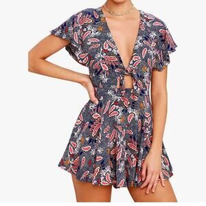 Playful Fall floral print Romper Size Extra Large Womens Spring